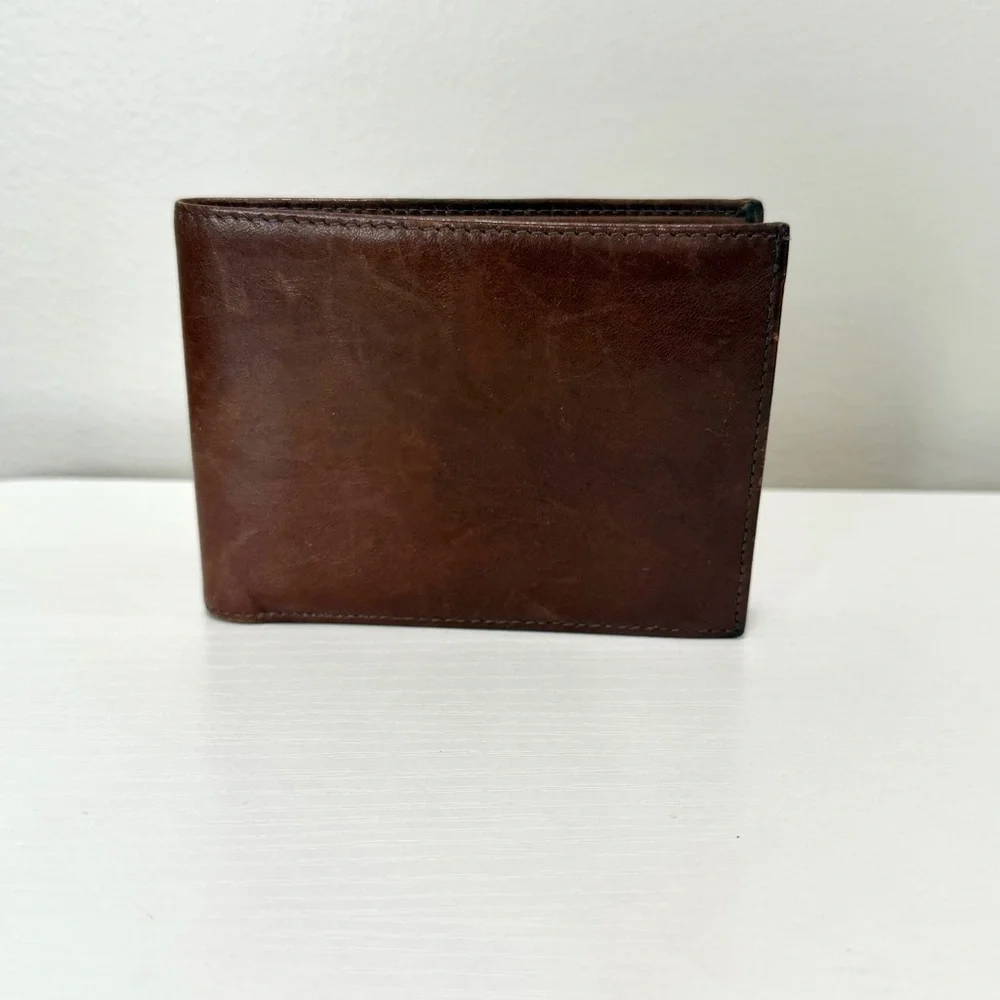 Vintage Paco Rabanne Paris Whiskey Brown Leather Bifold Heritage Card Wallet